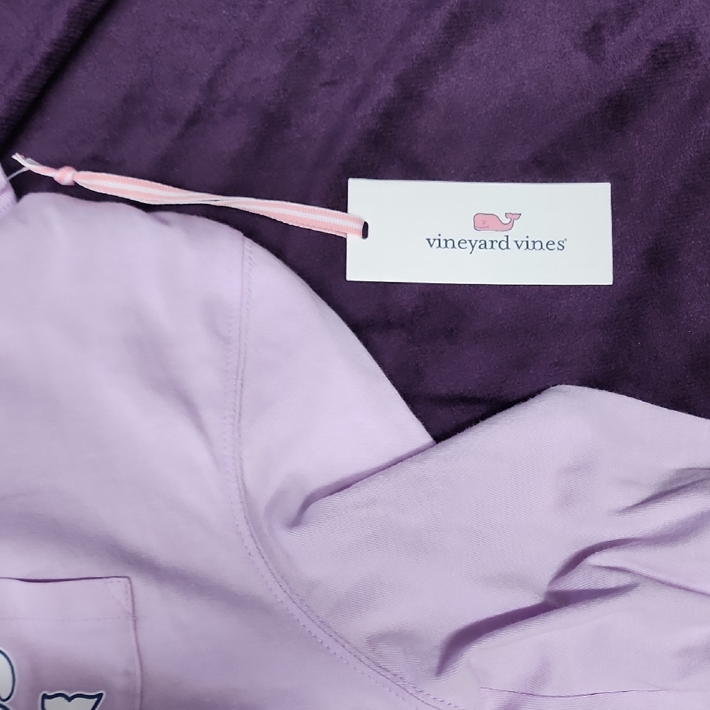 Vineyard Vines Lavender Long Sleeve purple Happy Easter Tee sz Medium - Picture 10 of 10